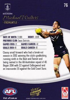 2014 Select AFL Honours Series 1 #76 Michael Walters Back